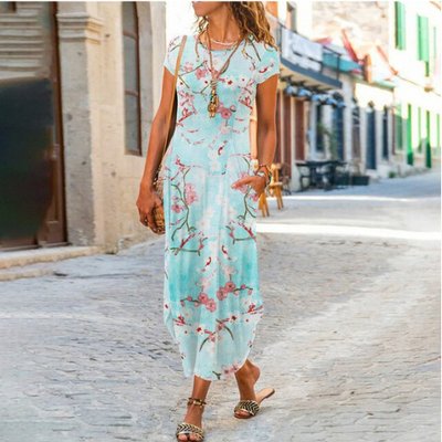 Caroline – Maxi-Robe Longue À Motifs, Confectionnée