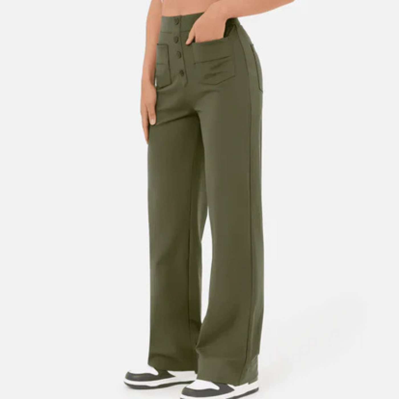 Alaina | Femme Pantalon Taille Haute | Extensibilité et Style Décontracté