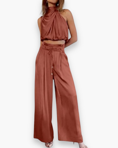Ensemble chic noué sans manches pour femme | Léger et flatteur