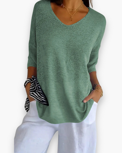 Haut col V moderne pour femme | Confortable