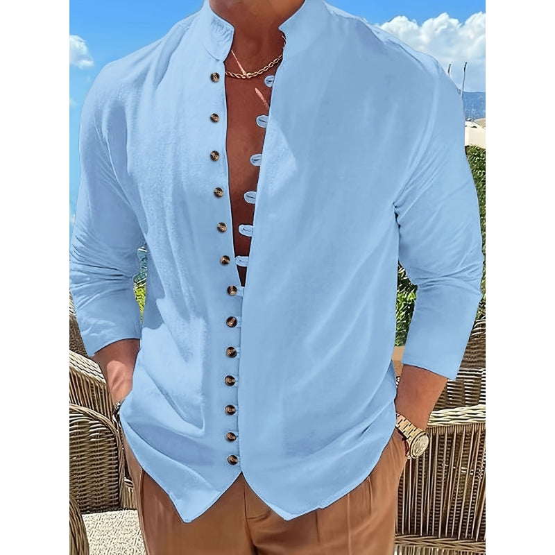 Adrian – Chemise sur mesure moderne à manches longues et boutons élégants sur le devant