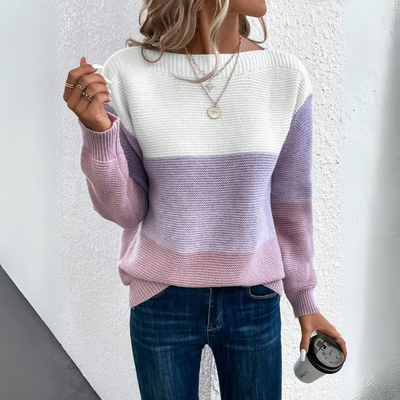 VIVIENNE | Chic Patchwork Knit Sweater