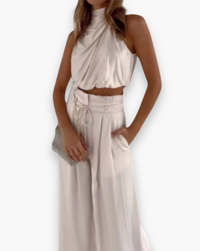 Ensemble chic noué sans manches pour femme | Léger et flatteur
