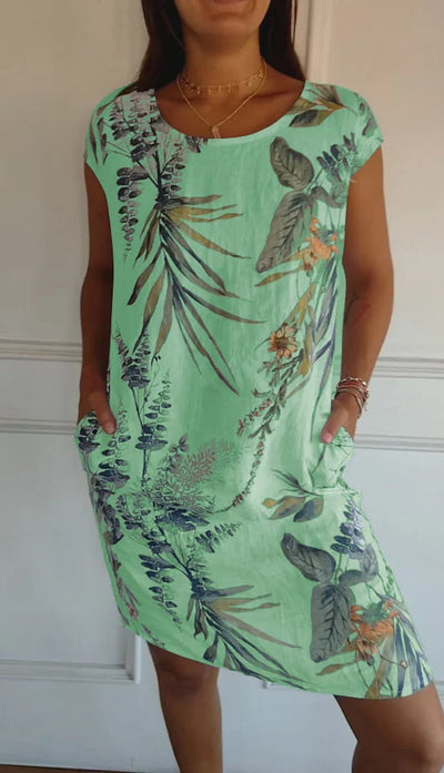 Amandine - Robe imprimée à col rond et coupe légère