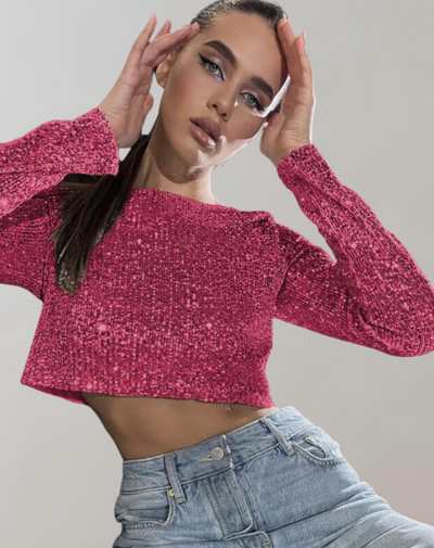 Alia – Top Pailleté Ajusté et Brillant