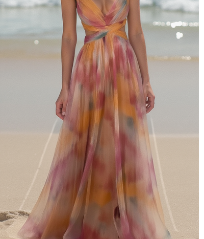 Alina - Robe longue florale avec lien ajustable à la taille pour un style gracieux au quotidien