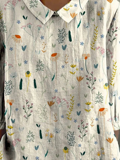 Alina Blouse Femme – Blouse Légère avec Imprimé Fleurs Sauvages & Coupe Décontractée Été