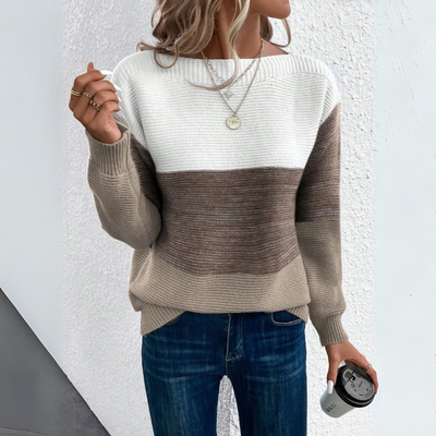 VIVIENNE | Chic Patchwork Knit Sweater
