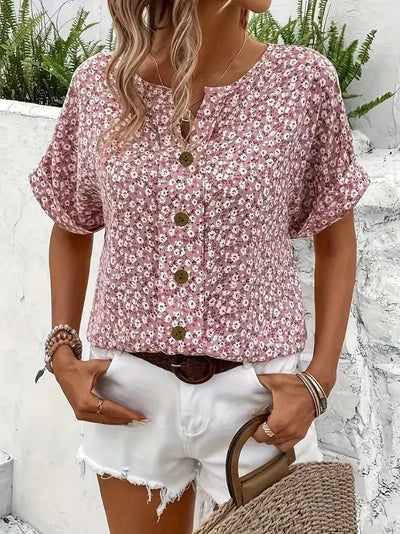Wolena | Blouse à encolure en fleur sauvage