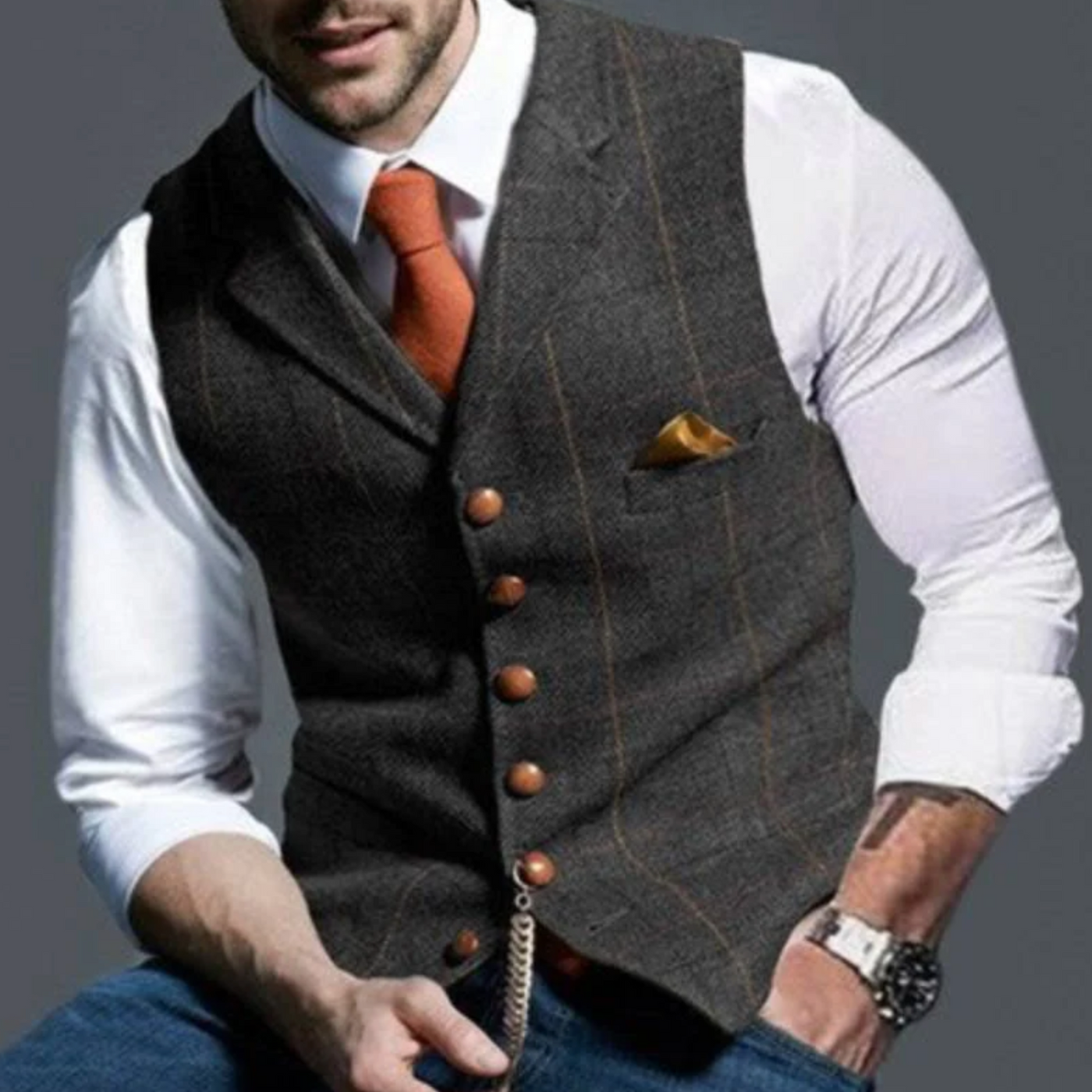 Alain | Gilet Homme | Coupe Slim avec Boutonnage et Poches