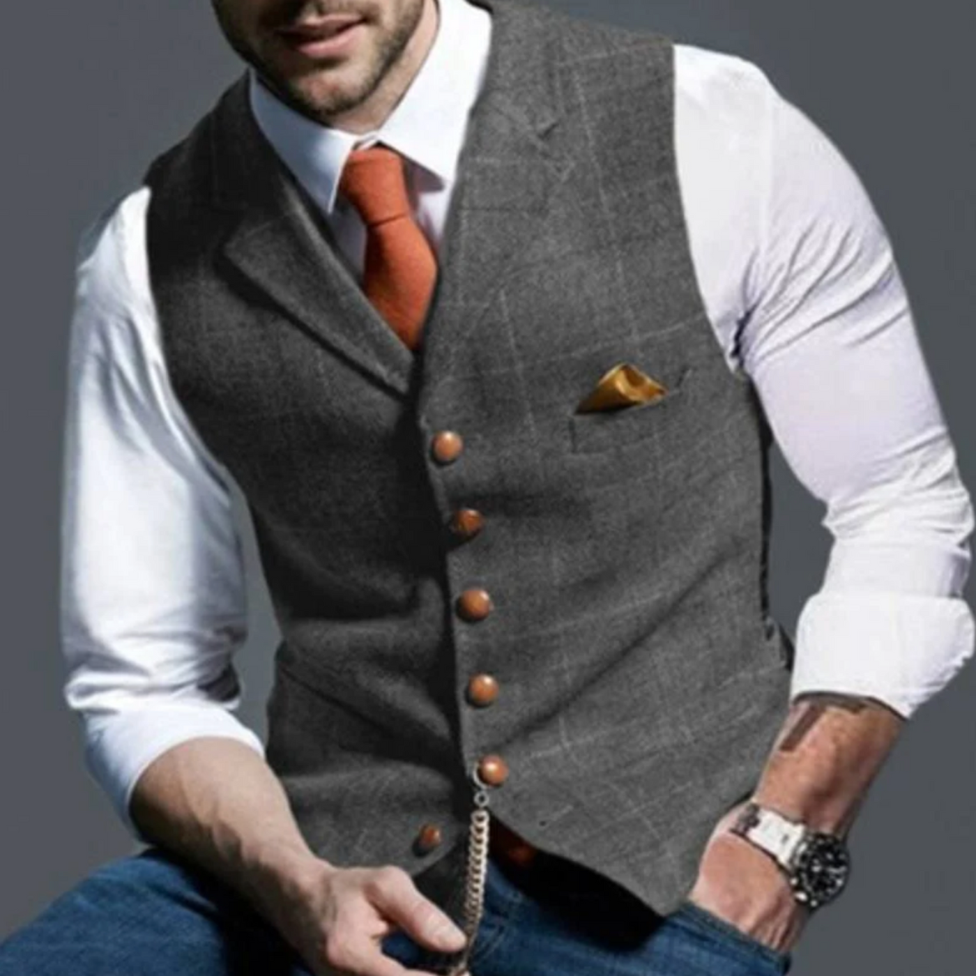 Alain | Gilet Homme | Coupe Slim avec Boutonnage et Poches