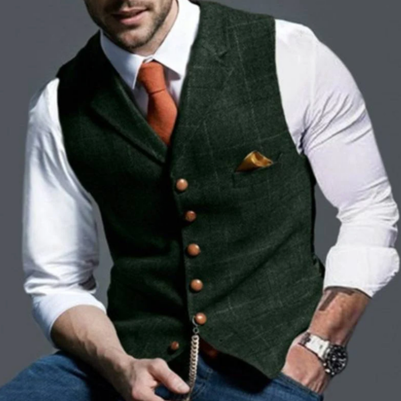 Alain | Gilet Homme | Coupe Slim avec Boutonnage et Poches