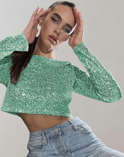 Alia – Top Pailleté Ajusté et Brillant