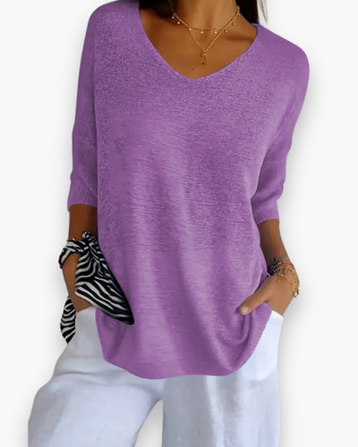 Haut col V moderne pour femme | Confortable