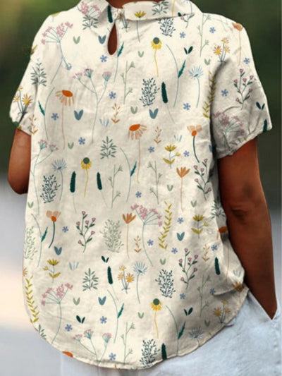 Alina Blouse Femme – Blouse Légère avec Imprimé Fleurs Sauvages & Coupe Décontractée Été
