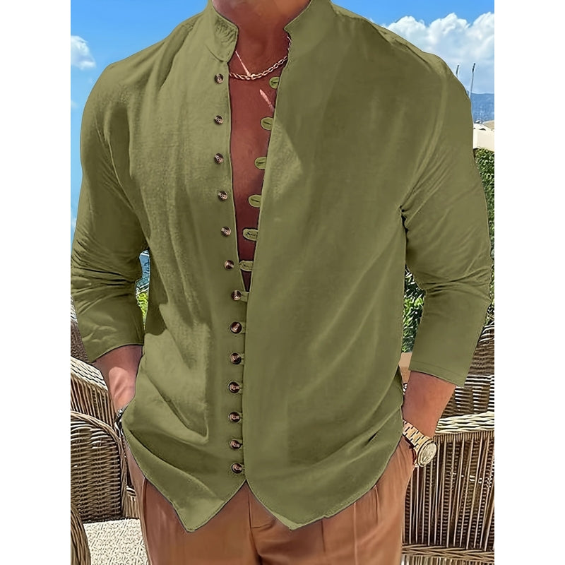 Adrian – Chemise sur mesure moderne à manches longues et boutons élégants sur le devant
