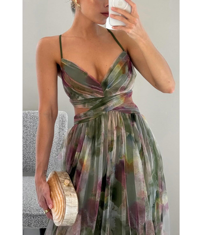 Alina - Robe longue florale avec lien ajustable à la taille pour un style gracieux au quotidien