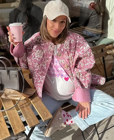 Alice | Veste florale matelassée rose pour l'automne et l'hiver - Wide Fit