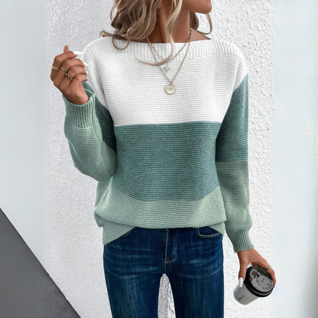 VIVIENNE | Chic Patchwork Knit Sweater