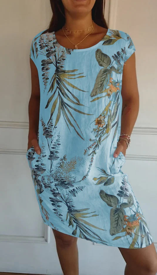 Amandine - Robe imprimée à col rond et coupe légère