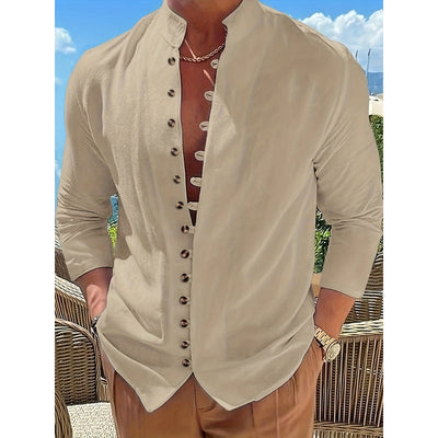 Adrian – Chemise sur mesure moderne à manches longues et boutons élégants sur le devant