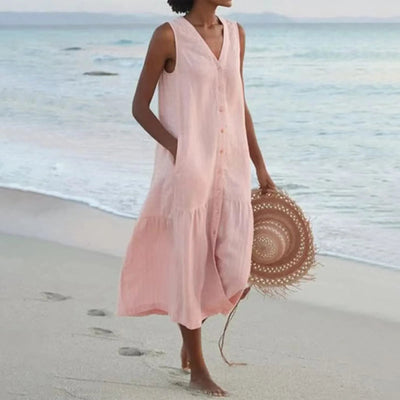 Aline - Robe Lin V-neck