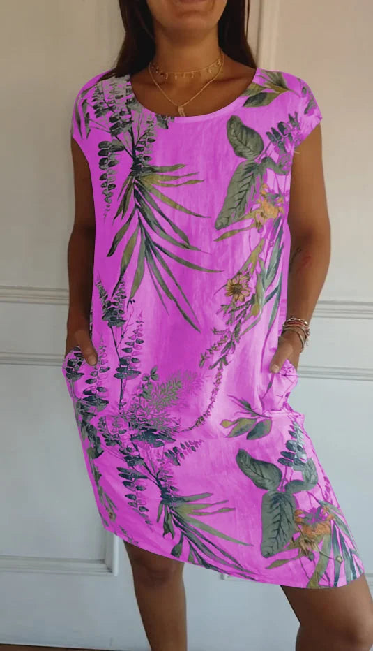 Amandine - Robe imprimée à col rond et coupe légère