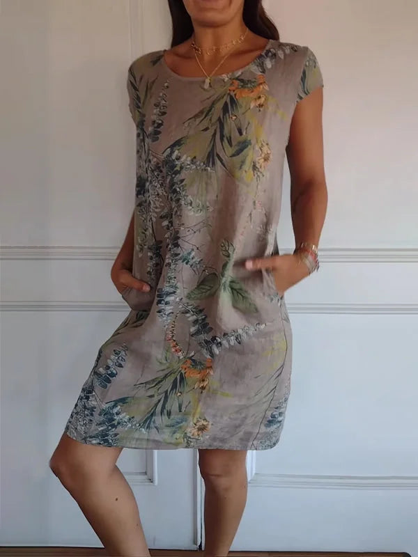 Amandine - Robe imprimée à col rond et coupe légère