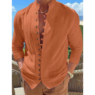 Adrian – Chemise sur mesure moderne à manches longues et boutons élégants sur le devant