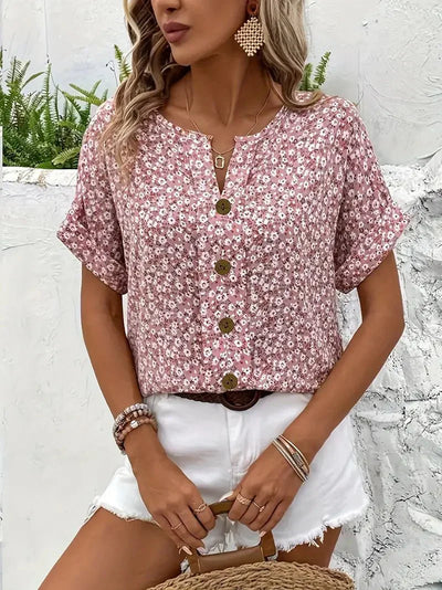 Wolena | Blouse à encolure en fleur sauvage