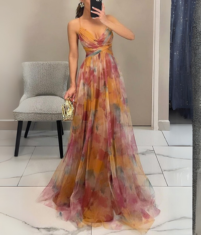 Alina - Robe longue florale avec lien ajustable à la taille pour un style gracieux au quotidien