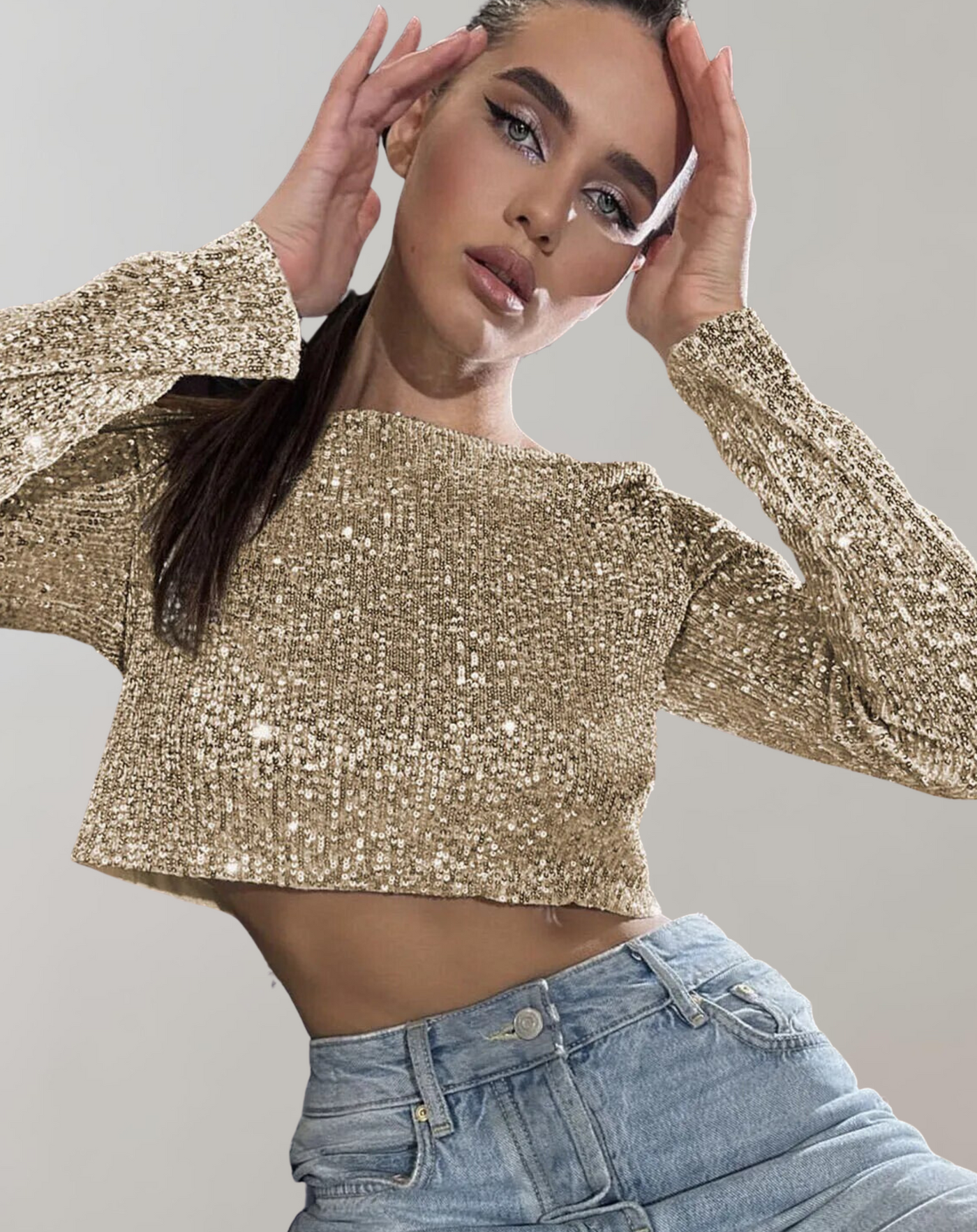 Alia – Top Pailleté Ajusté et Brillant