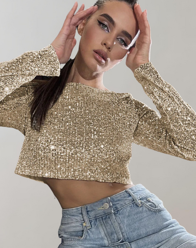 Alia – Top Pailleté Ajusté et Brillant