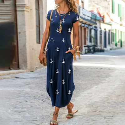 Caroline – Maxi-Robe Longue À Motifs, Confectionnée