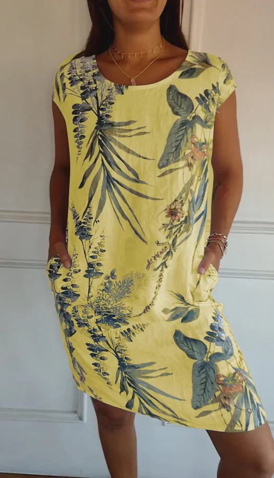 Amandine - Robe imprimée à col rond et coupe légère