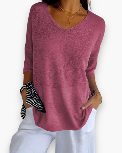 Haut col V moderne pour femme | Confortable