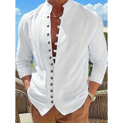 Adrian – Chemise sur mesure moderne à manches longues et boutons élégants sur le devant