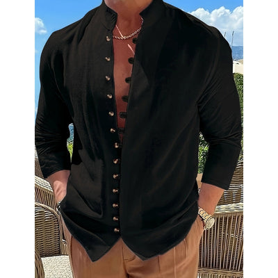 Adrian – Chemise sur mesure moderne à manches longues et boutons élégants sur le devant