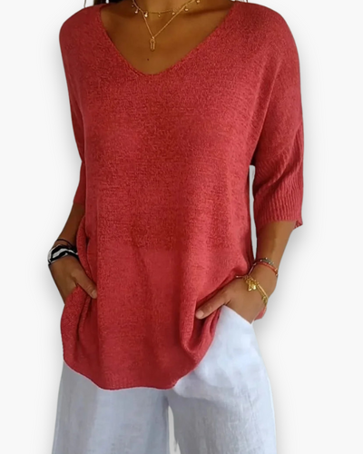 Haut col V moderne pour femme | Confortable