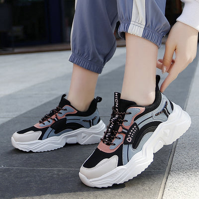Allison Baskets Femme – Sneakers à Semelle Épaisse en Mesh Respirant avec Détail en Cuir