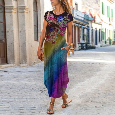 Caroline – Maxi-Robe Longue À Motifs, Confectionnée