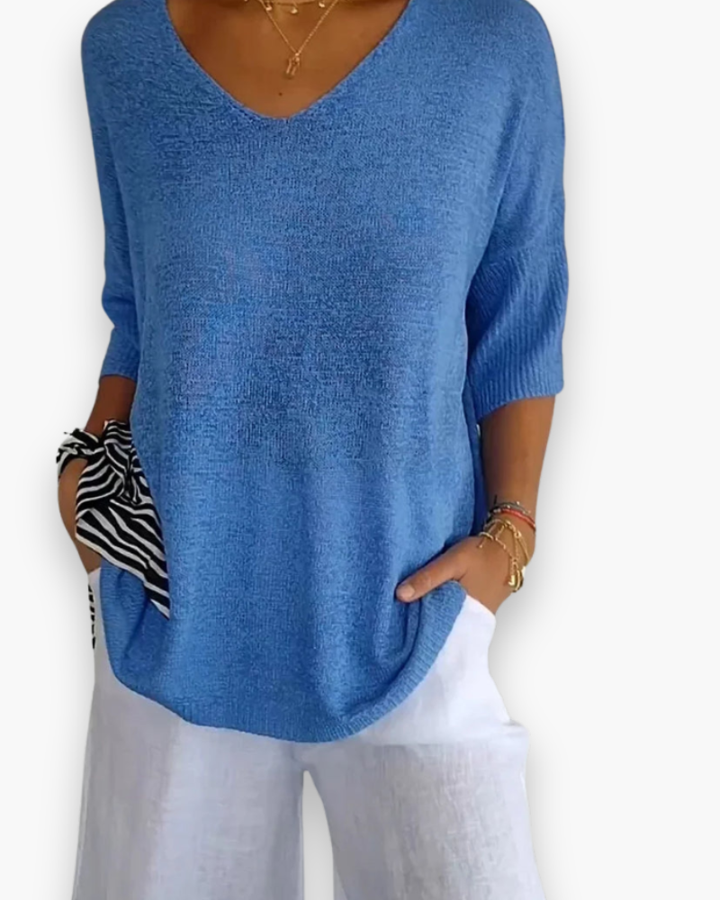 Haut col V moderne pour femme | Confortable
