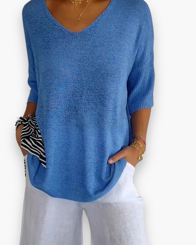 Haut col V moderne pour femme | Confortable