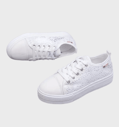Alena Baskets Femme Basses – Chaussures Blanches à Lacets avec Design Respirant & Semelle Antidérapante