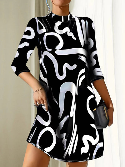 Alanna Robe Femme – Robe d’Automne Élégante et Confortable avec Motif Tendance