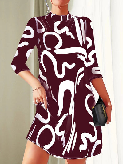 Alanna Robe Femme – Robe d’Automne Élégante et Confortable avec Motif Tendance
