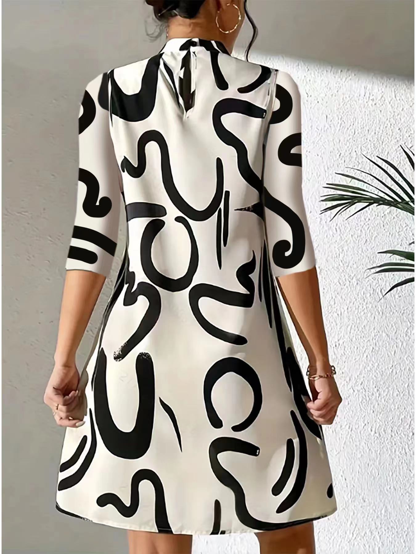Alanna Robe Femme – Robe d’Automne Élégante et Confortable avec Motif Tendance