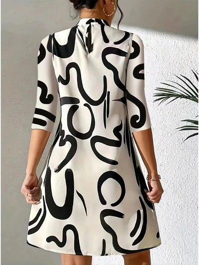 Alanna Robe Femme – Robe d’Automne Élégante et Confortable avec Motif Tendance