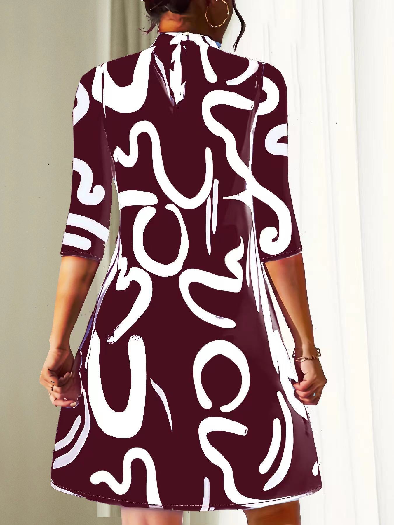 Alanna Robe Femme – Robe d’Automne Élégante et Confortable avec Motif Tendance