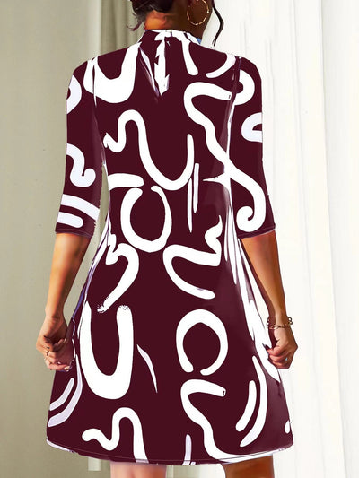 Alanna Robe Femme – Robe d’Automne Élégante et Confortable avec Motif Tendance